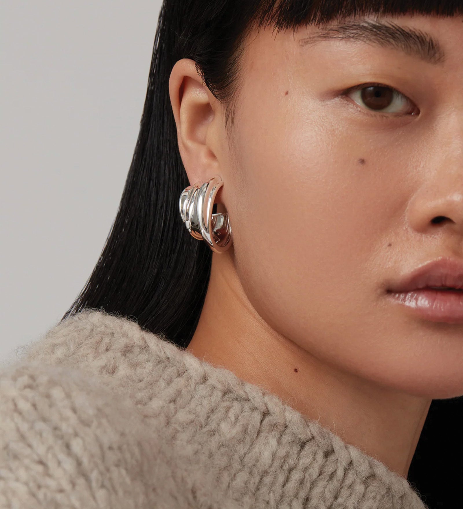 Leona Hoops Silver Dipped Brass