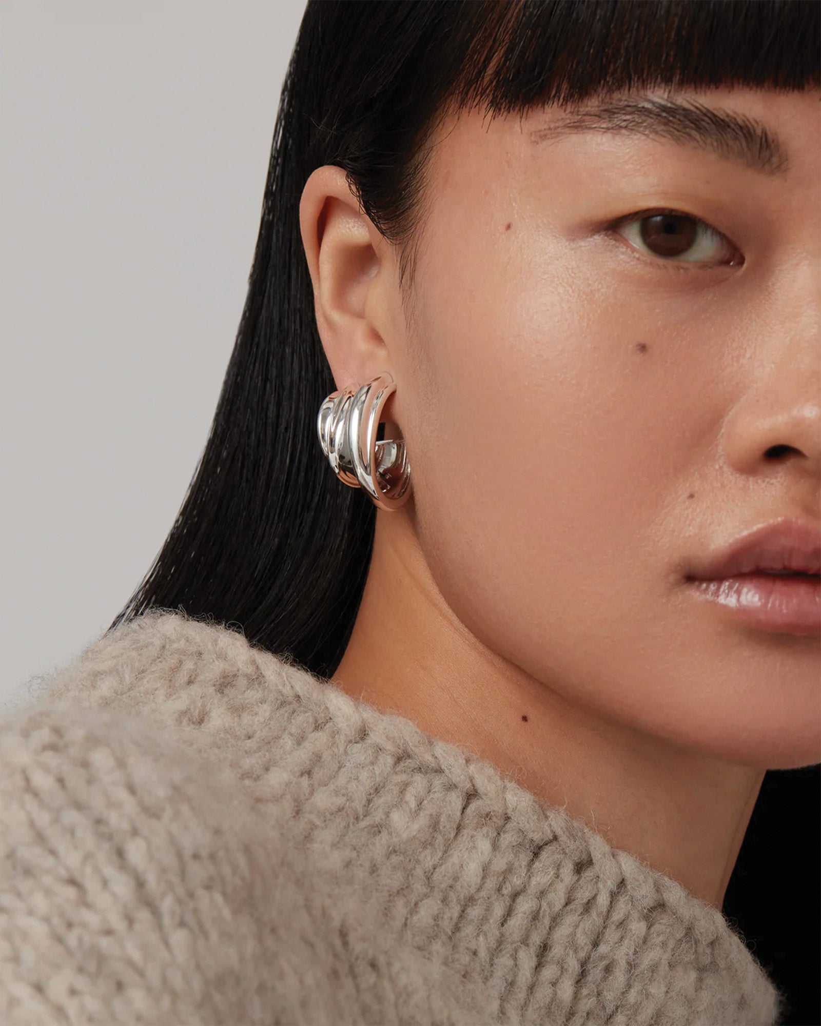 Leona Hoops Silver Dipped Brass