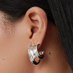 Leona Hoops Silver Dipped Brass