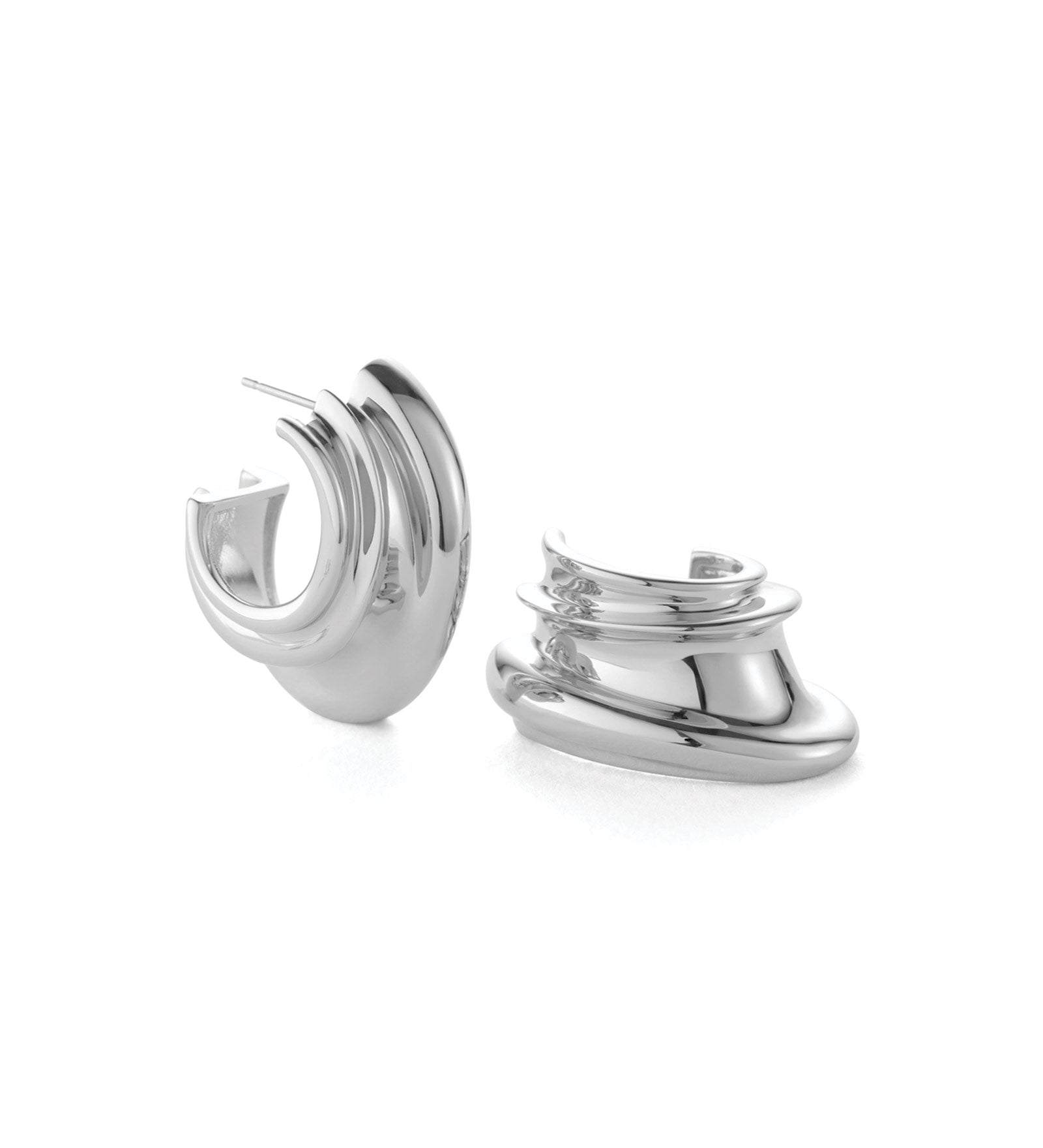 Leona Hoops Silver Dipped Brass
