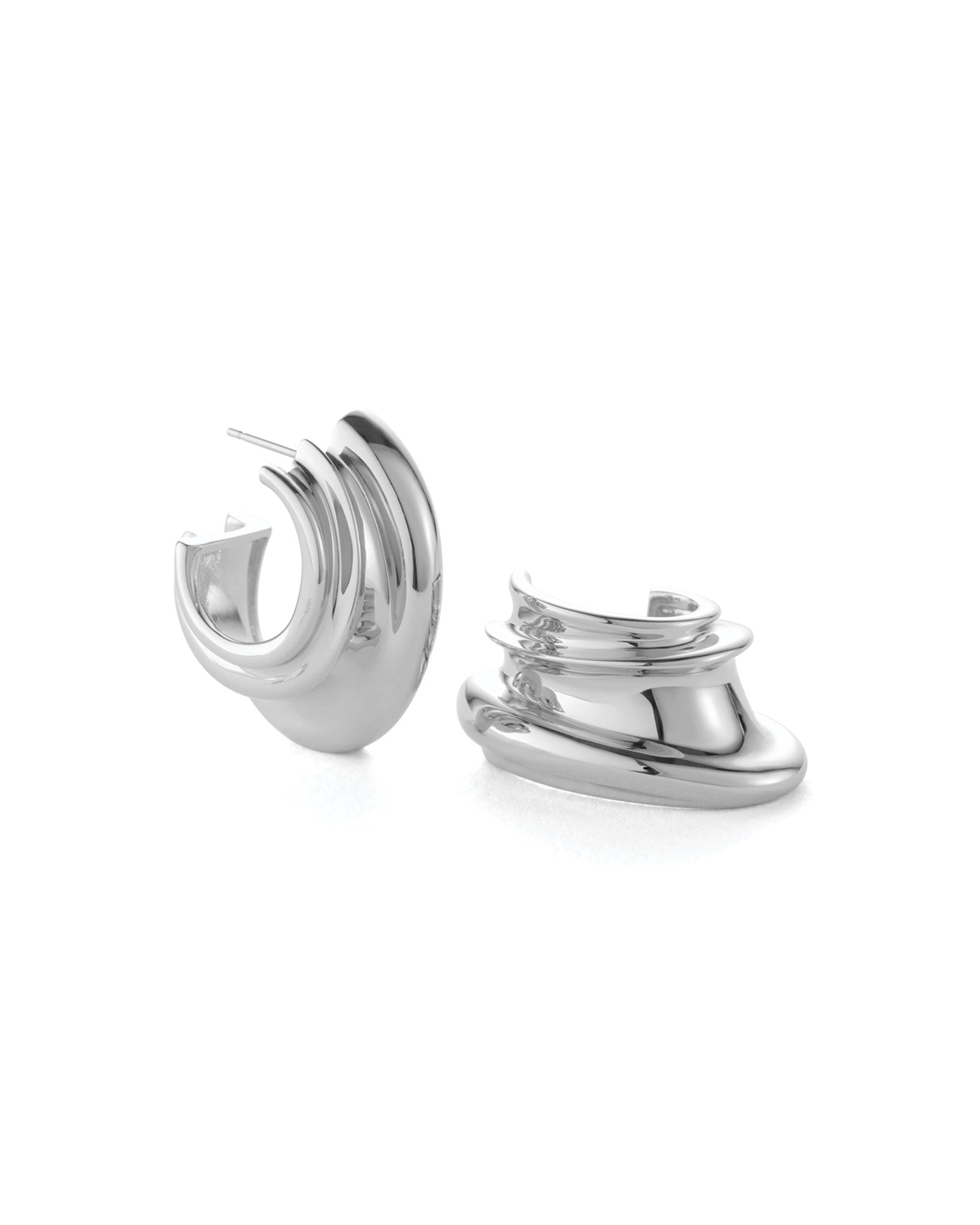 Leona Hoops Silver Dipped Brass