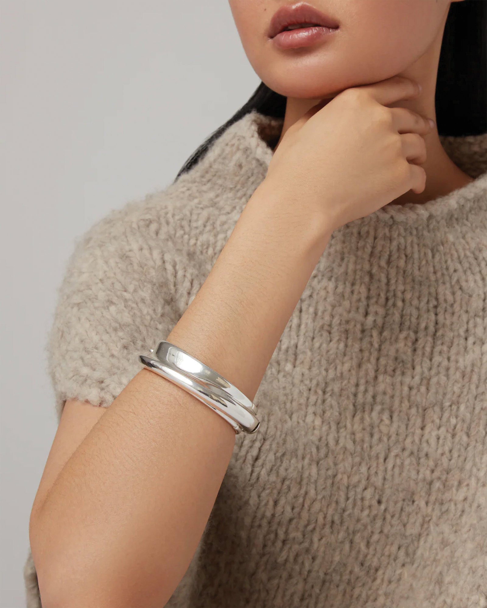 Lennon Bangle Silver Dipped Brass