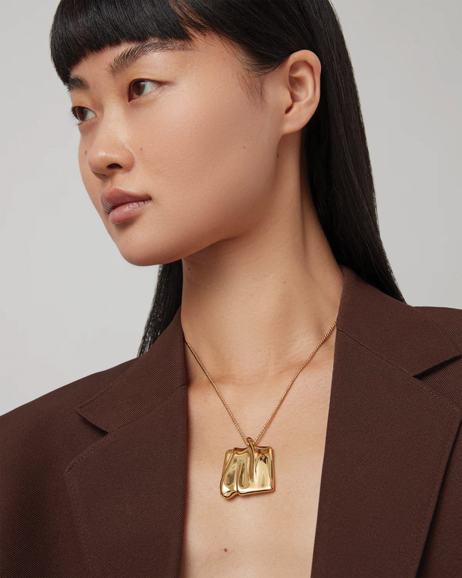 Sundra Pendant Necklace Large 14k Gold Dipped Brass