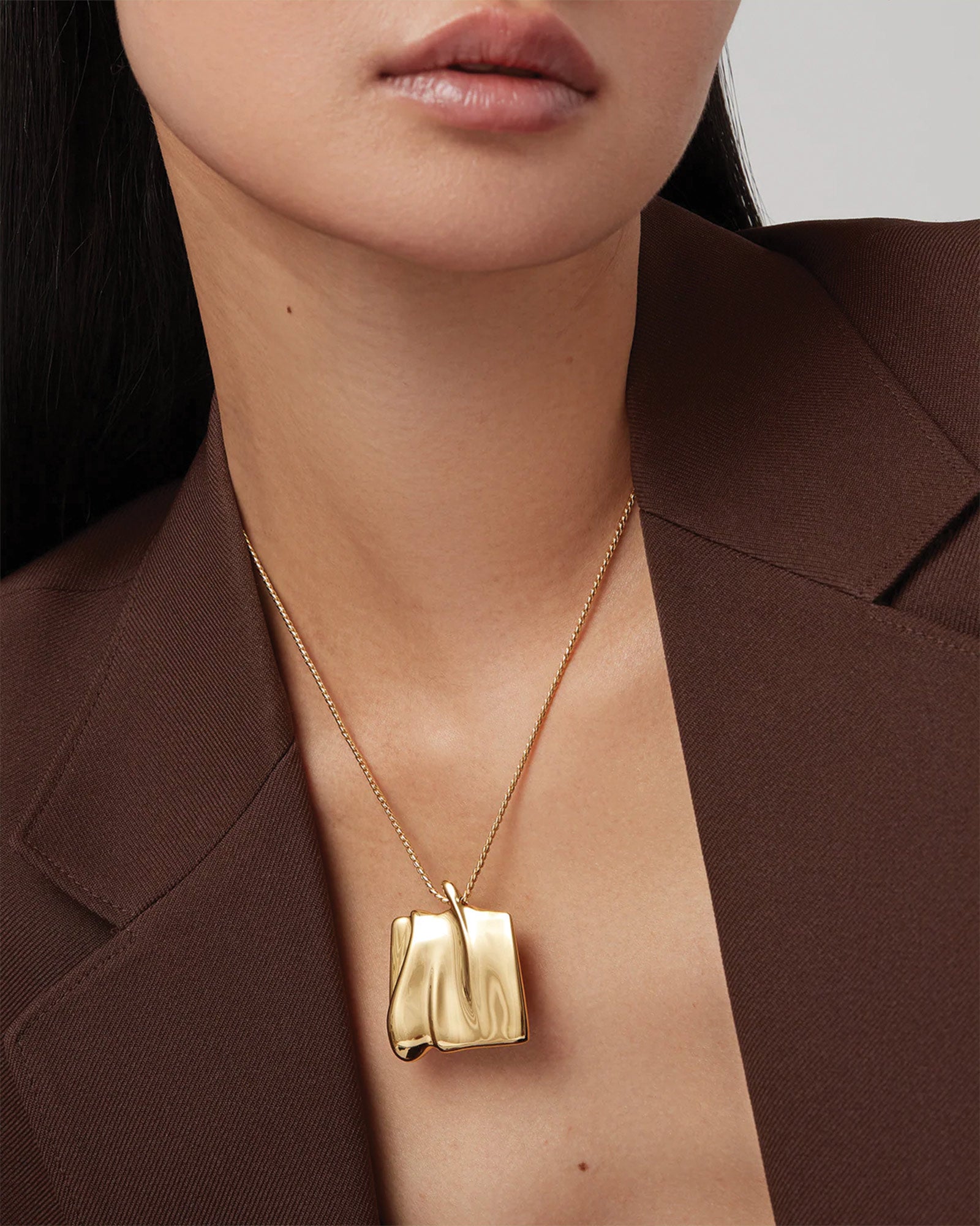 Sundra Pendant Necklace Large 14k Gold Dipped Brass