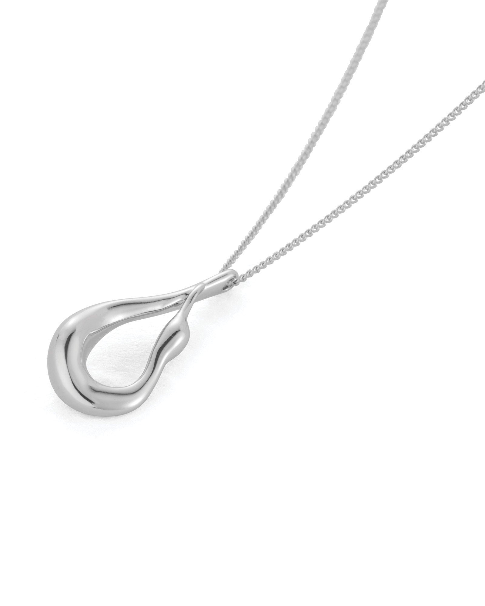 Mini Egret Pendant Necklace Silver Dipped Brass