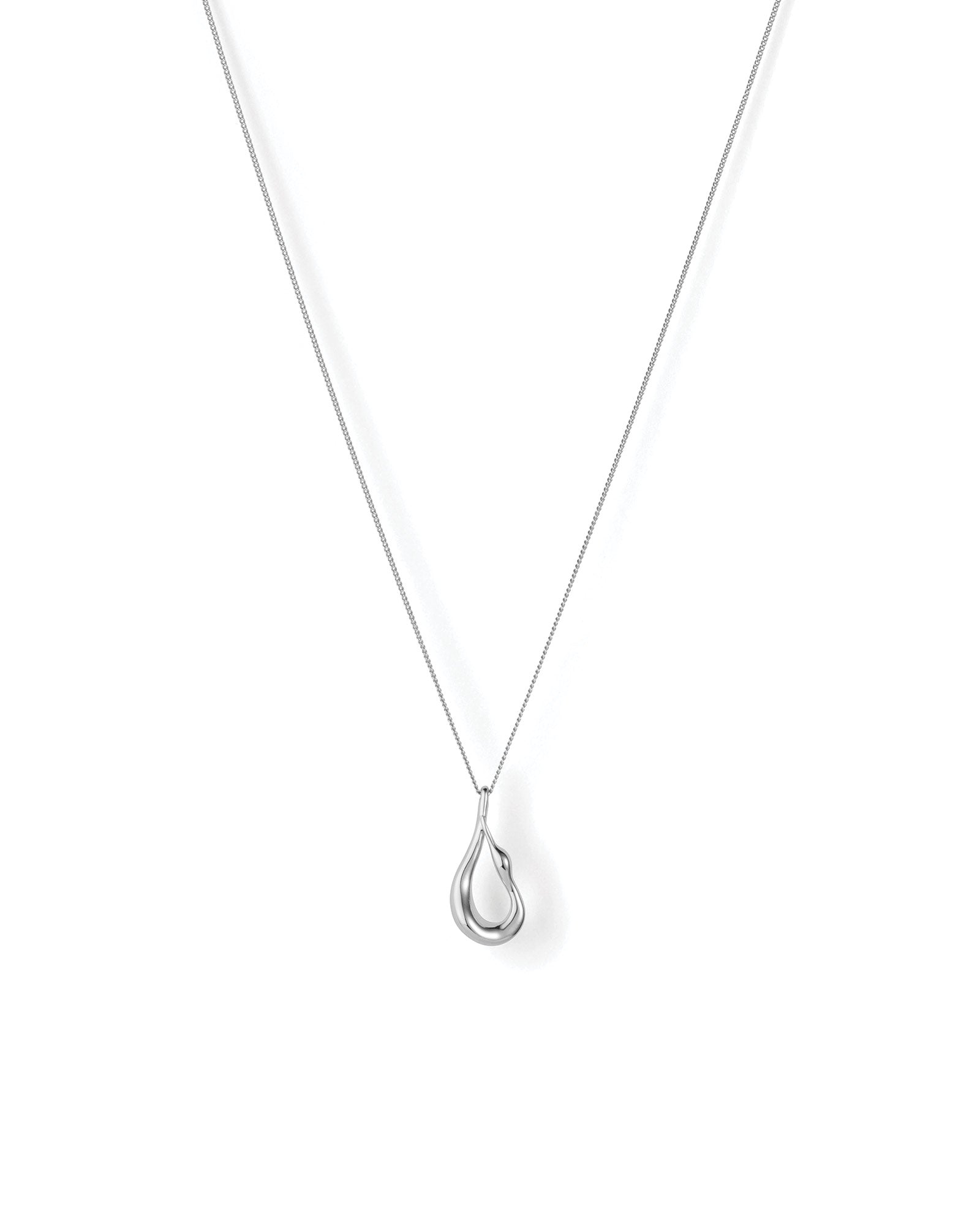Mini Egret Pendant Necklace Silver Dipped Brass