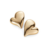 Mega Art Heart Symmetrical Button Earring 14k Gold Dipped Brass