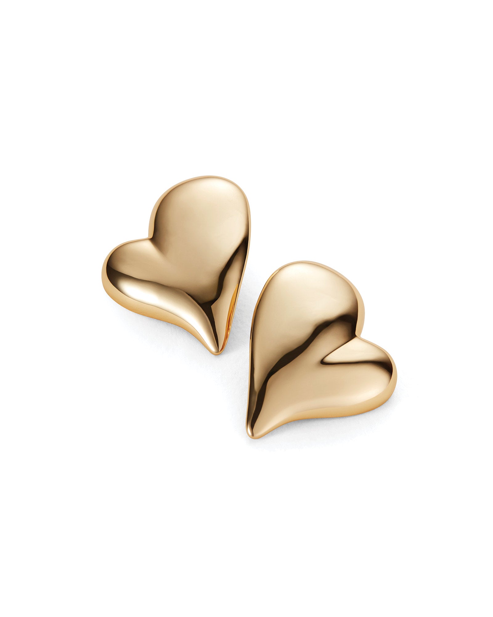 Mega Art Heart Symmetrical Button Earring 14k Gold Dipped Brass