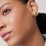 Art Heart Symmetrical Button Earring 14k Gold Dipped Brass