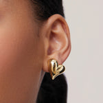 Art Heart Symmetrical Button Earring 14k Gold Dipped Brass