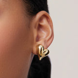 Art Heart Symmetrical Button Earring 14k Gold Dipped Brass