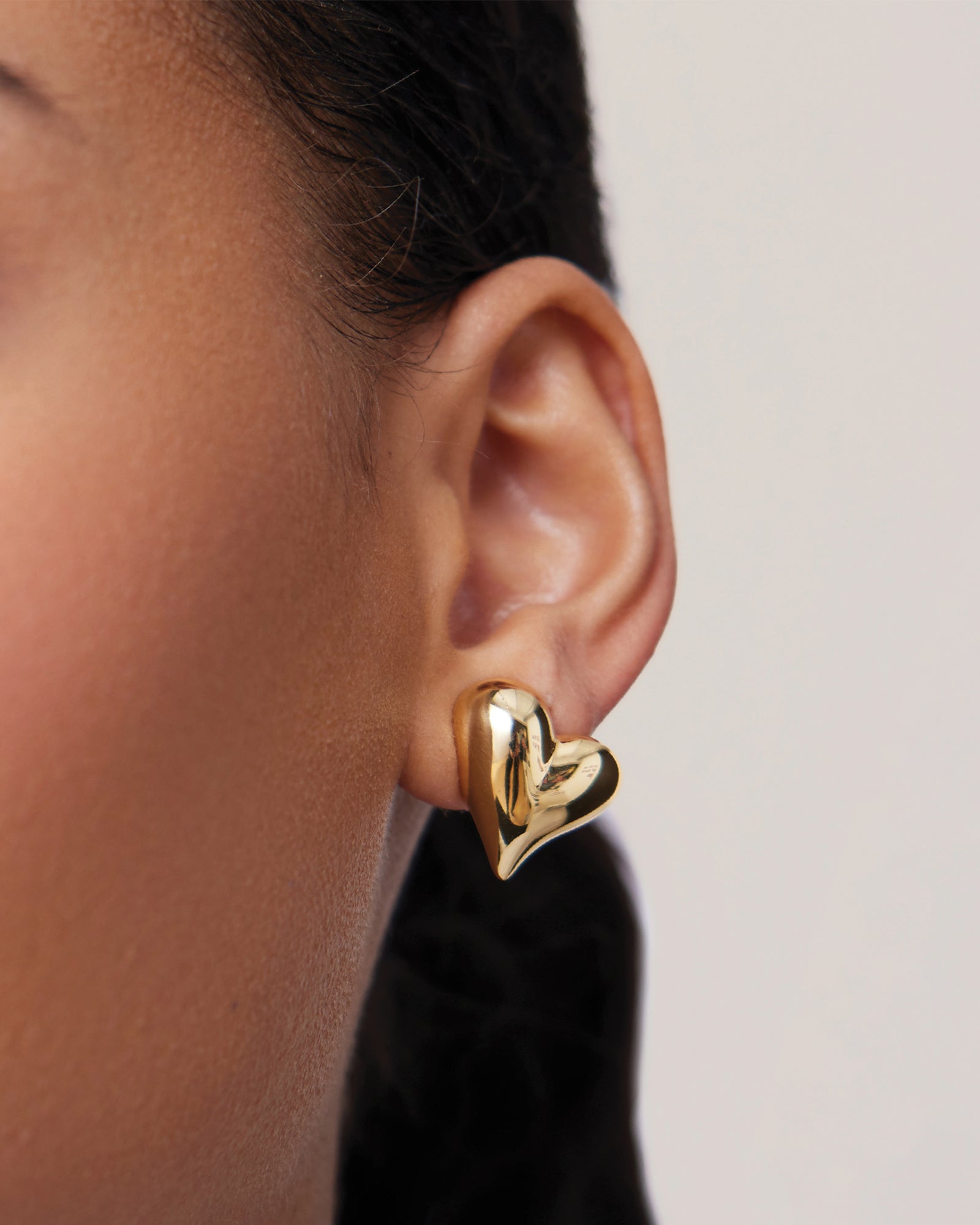 Art Heart Symmetrical Button Earring 14k Gold Dipped Brass