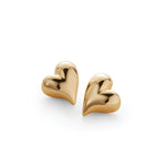 Art Heart Symmetrical Button Earring 14k Gold Dipped Brass