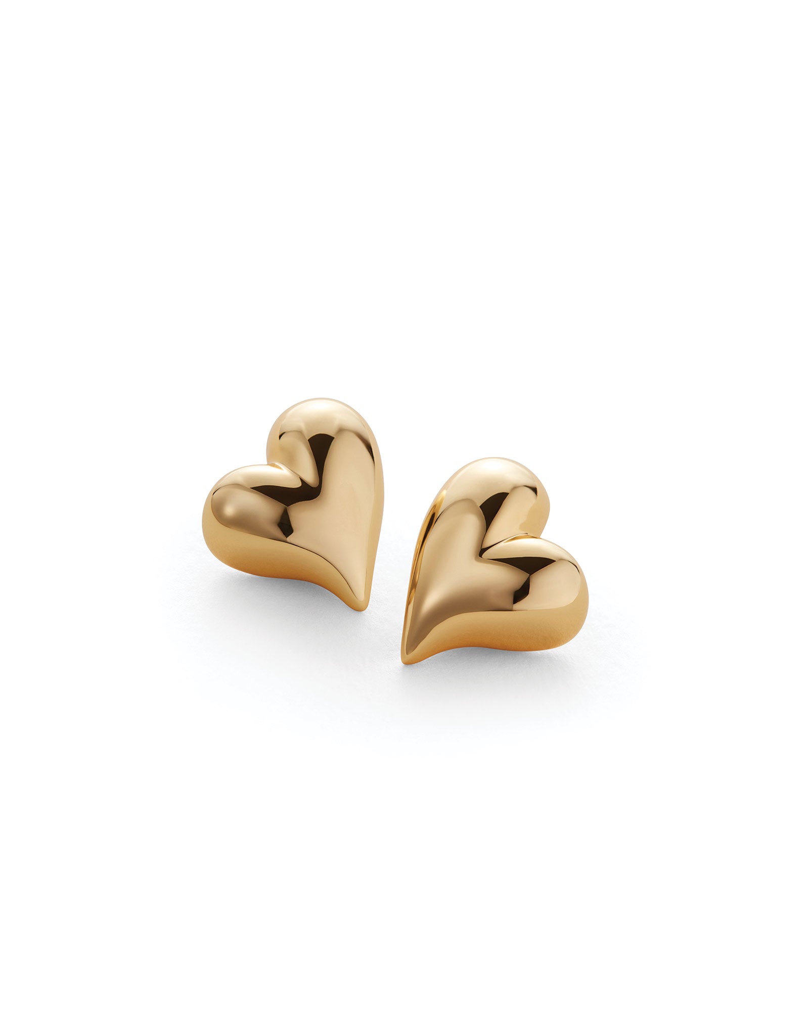 Art Heart Symmetrical Button Earring 14k Gold Dipped Brass
