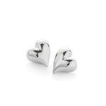 Art Heart Symmetrical Button Earring Silver Dipped Brass