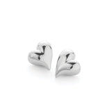 Art Heart Symmetrical Button Earring Silver Dipped Brass