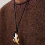 Art Heart On A String Necklace 14k Gold Dipped Brass, Recycled Polyester Cord