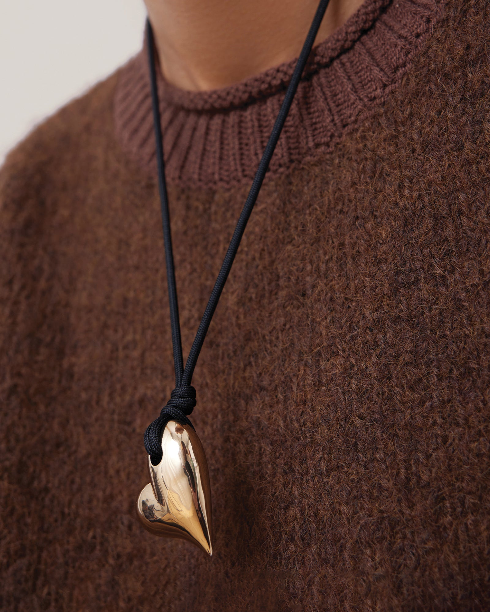 Art Heart On A String Necklace 14k Gold Dipped Brass, Recycled Polyester Cord