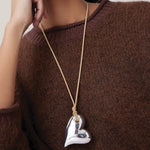 Mega Art Heart On A String Necklace Silver Dipped Brass, Recycled Polyester Cord