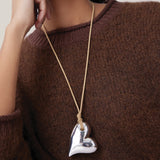 Mega Art Heart On A String Necklace Silver Dipped Brass, Recycled Polyester Cord