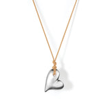 Mega Art Heart On A String Necklace Silver Dipped Brass, Recycled Polyester Cord