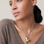 Art Heart Bolo Tie 14k Gold Dipped Brass, Recycled Polyester Cord