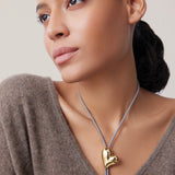 Art Heart Bolo Tie 14k Gold Dipped Brass, Recycled Polyester Cord