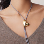 Art Heart Bolo Tie 14k Gold Dipped Brass, Recycled Polyester Cord