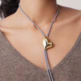 Art Heart Bolo Tie 14k Gold Dipped Brass, Recycled Polyester Cord
