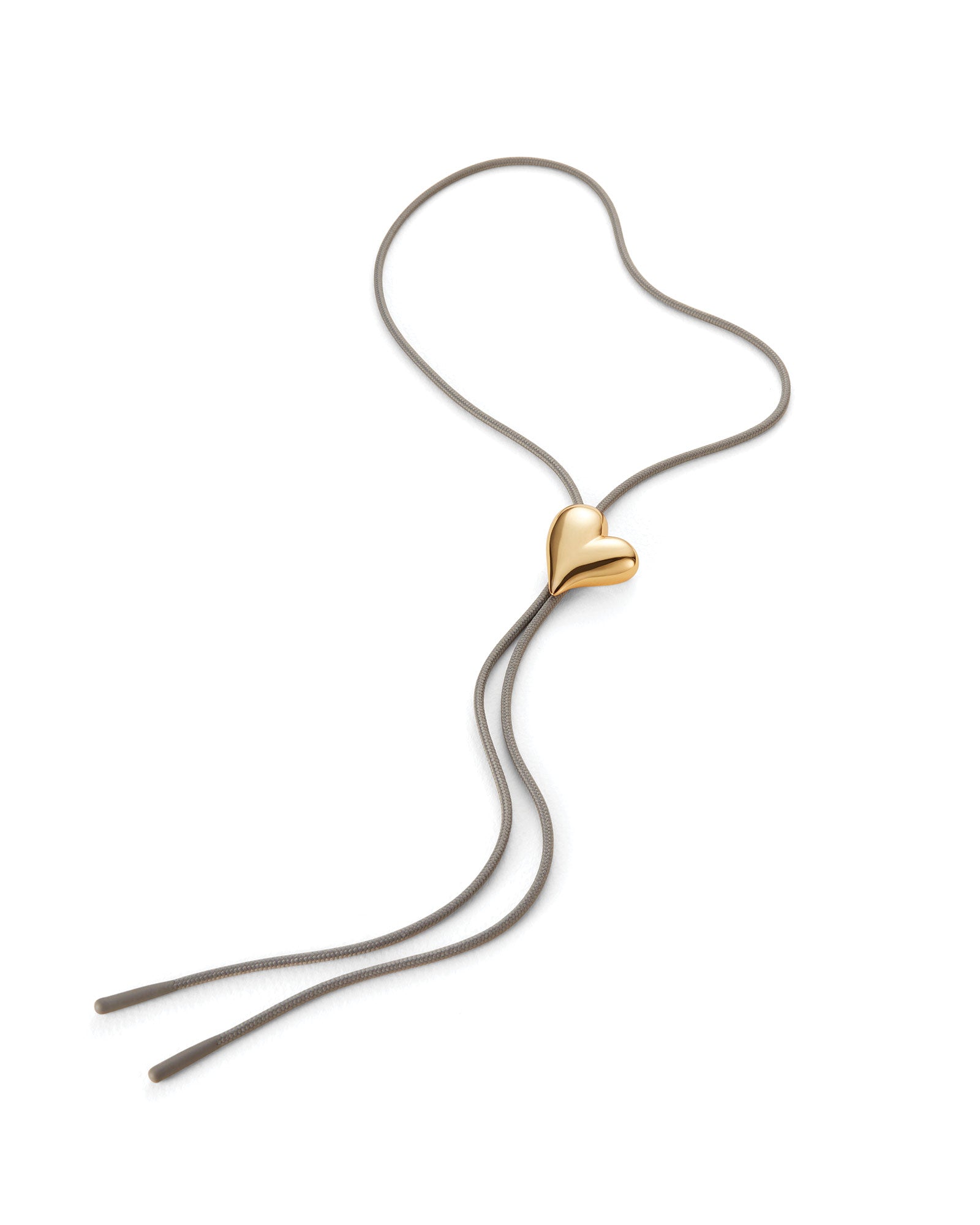 Art Heart Bolo Tie 14k Gold Dipped Brass, Recycled Polyester Cord
