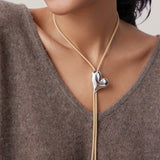 Art Heart Bolo Tie Silver Dipped Brass, Recycled Polyester Cord