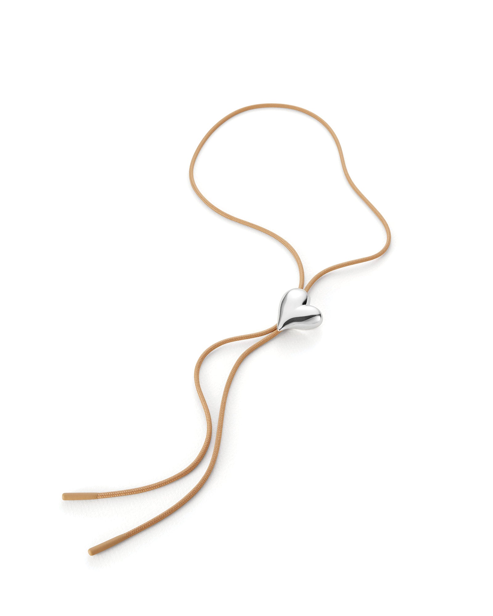 Art Heart Bolo Tie Silver Dipped Brass, Recycled Polyester Cord