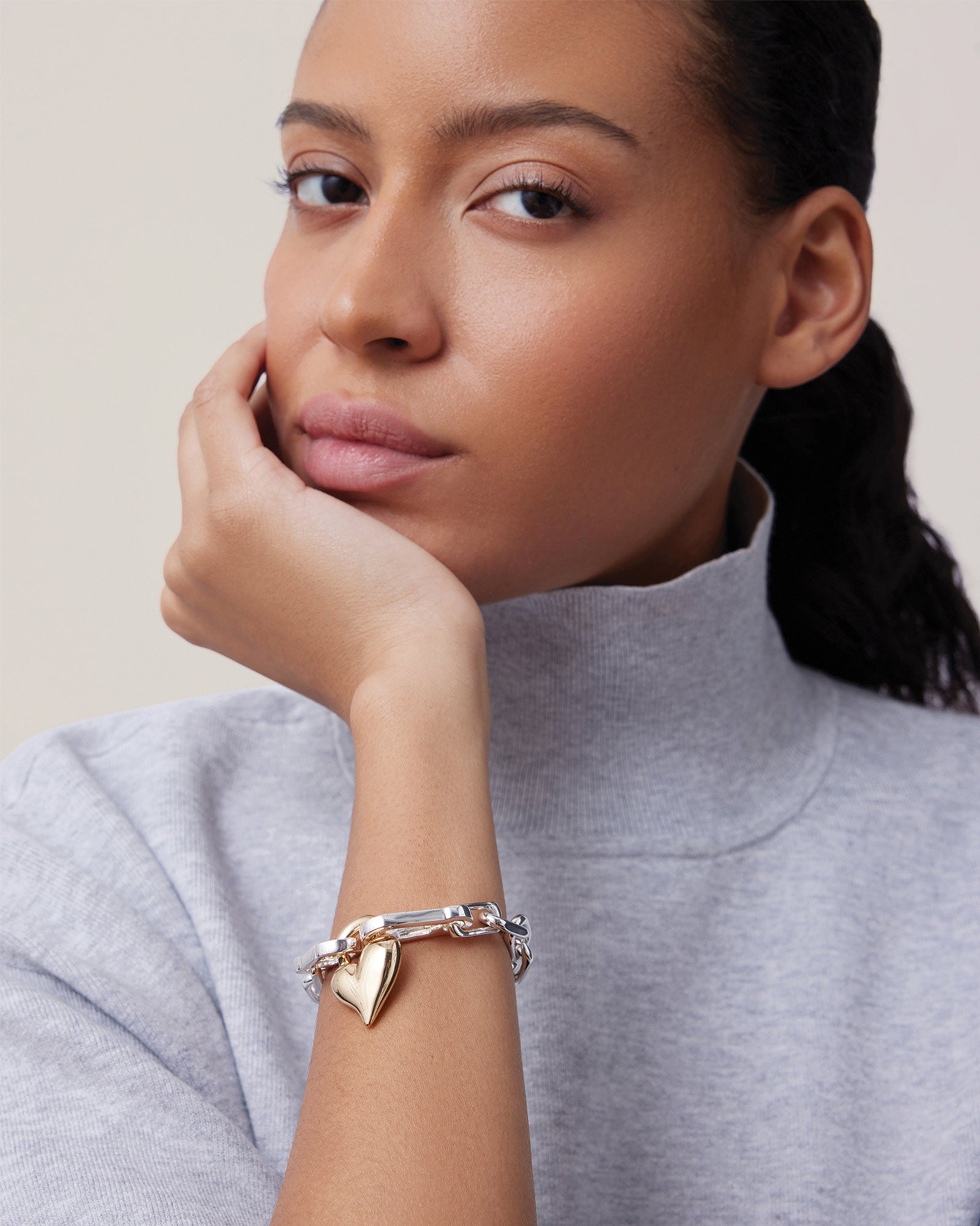Padlock Heart Chain Bracelet 14k Gold Dipped Brass, Silver Dipped Brass