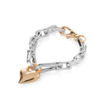 Padlock Heart Chain Bracelet 14k Gold Dipped Brass, Silver Dipped Brass