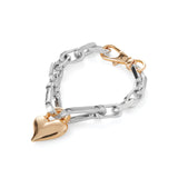 Padlock Heart Chain Bracelet 14k Gold Dipped Brass, Silver Dipped Brass