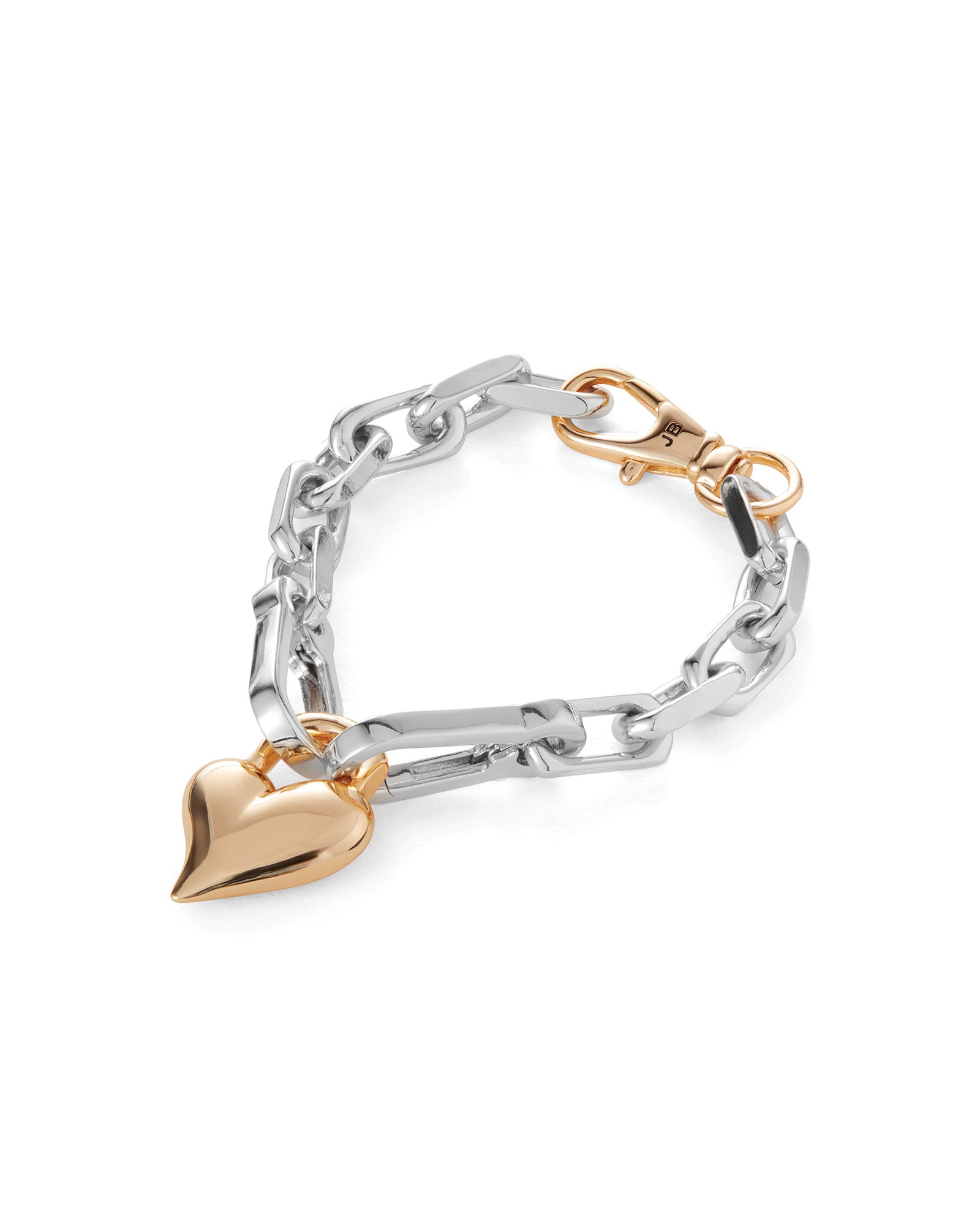 Padlock Heart Chain Bracelet 14k Gold Dipped Brass, Silver Dipped Brass