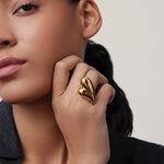 Puffy Heart Ring 14k Gold Dipped Brass / 6