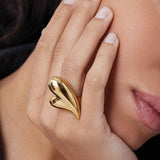 Puffy Heart Ring 14k Gold Dipped Brass / 6