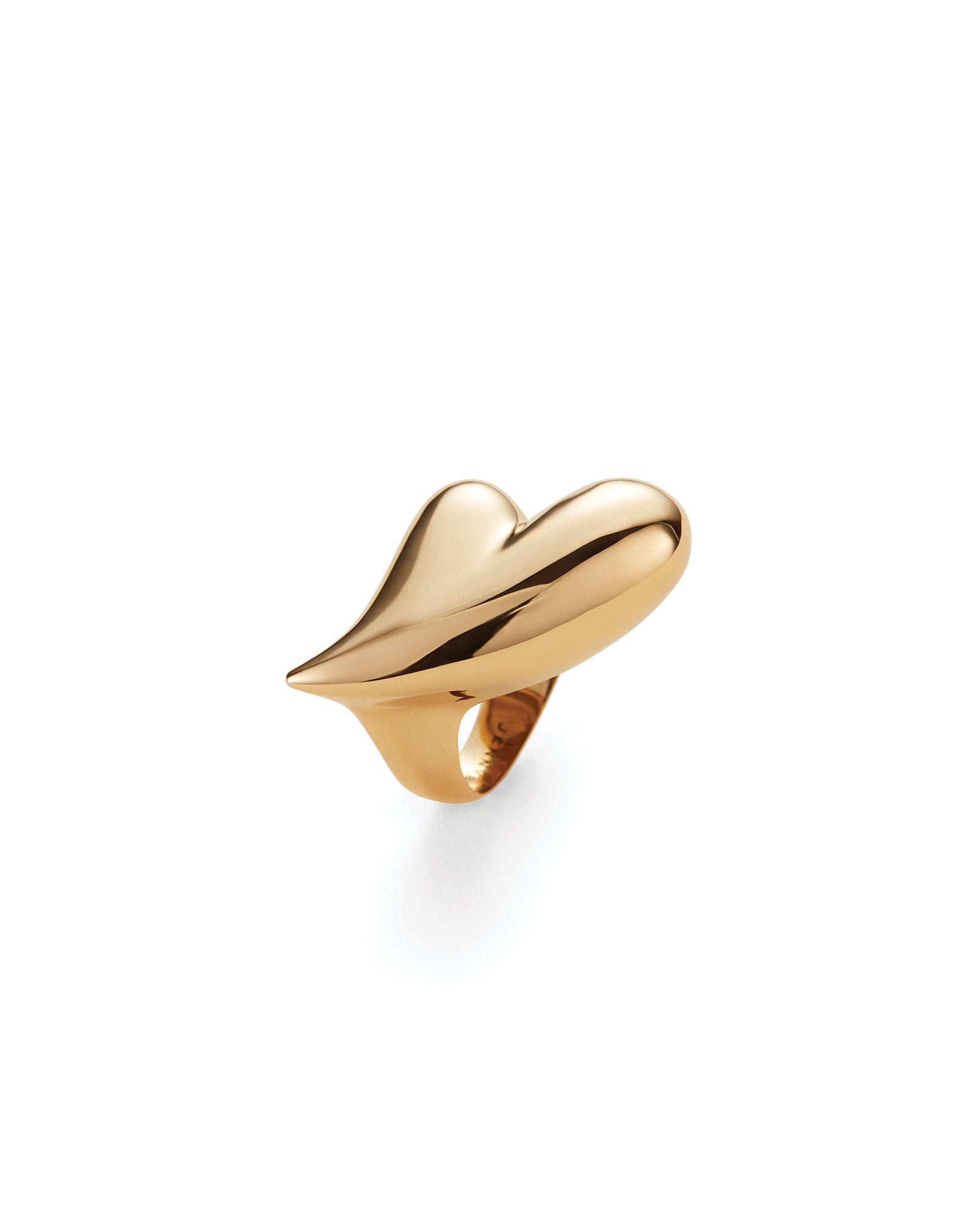 Puffy Heart Ring 14k Gold Dipped Brass / 6