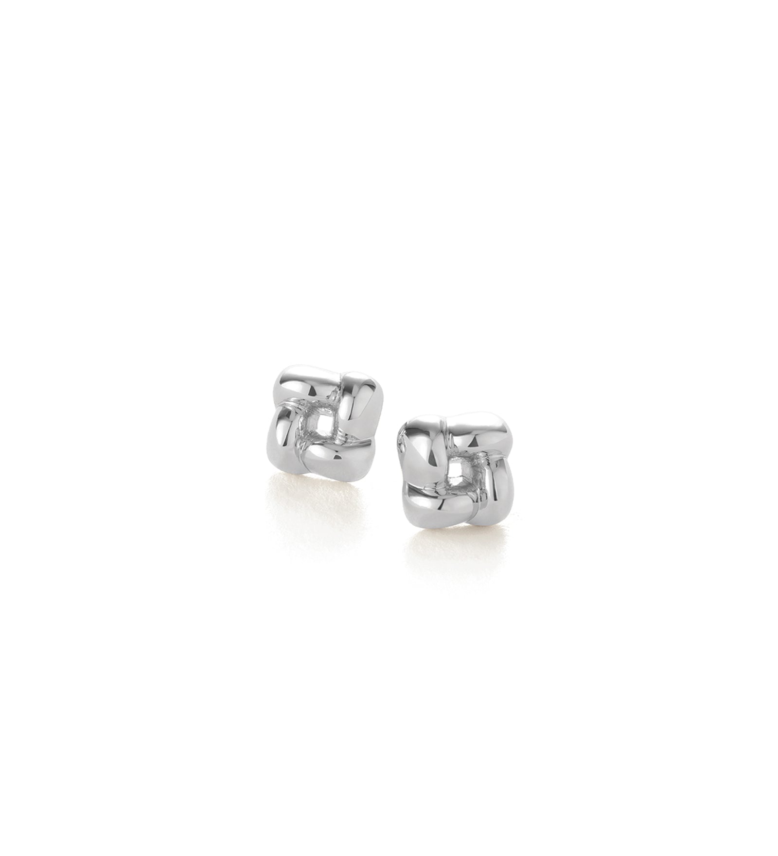 Jenny Bird-Mini Woven Square Earrings-Earrings-Silver Dipped Brass-Blue Ruby Jewellery-Vancouver Canada