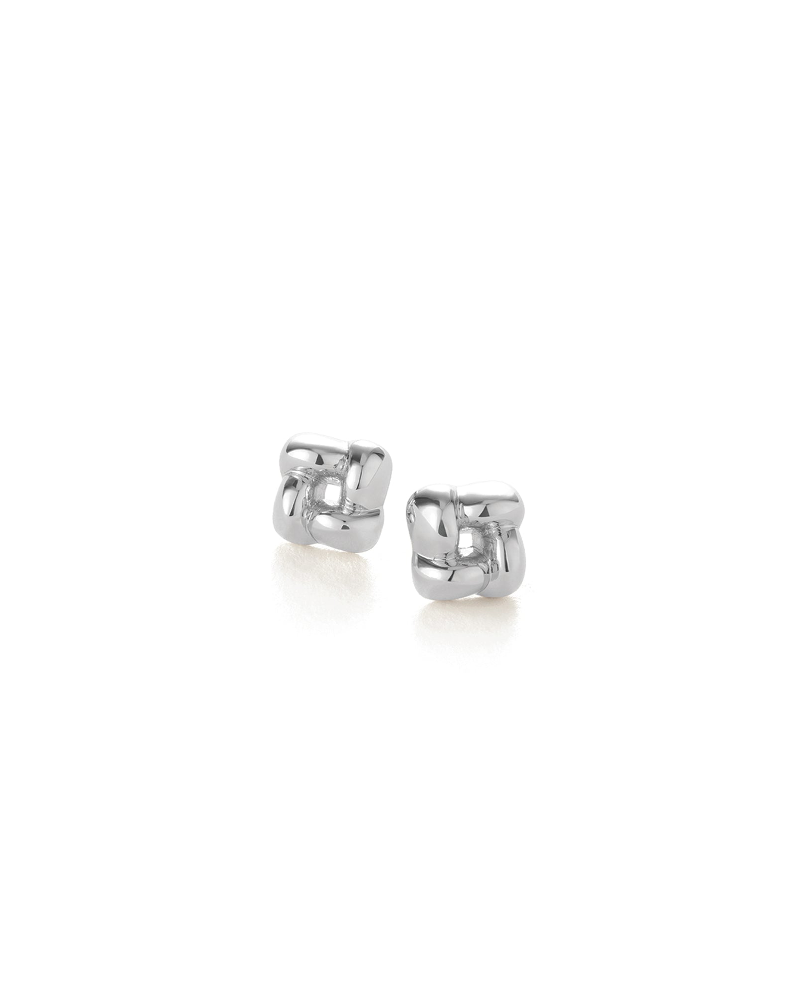 Jenny Bird-Mini Woven Square Earrings-Earrings-Silver Dipped Brass-Blue Ruby Jewellery-Vancouver Canada