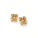 Jenny Bird-Small Woven Square Earrings-Earrings-14k Gold Dipped Brass-Blue Ruby Jewellery-Vancouver Canada