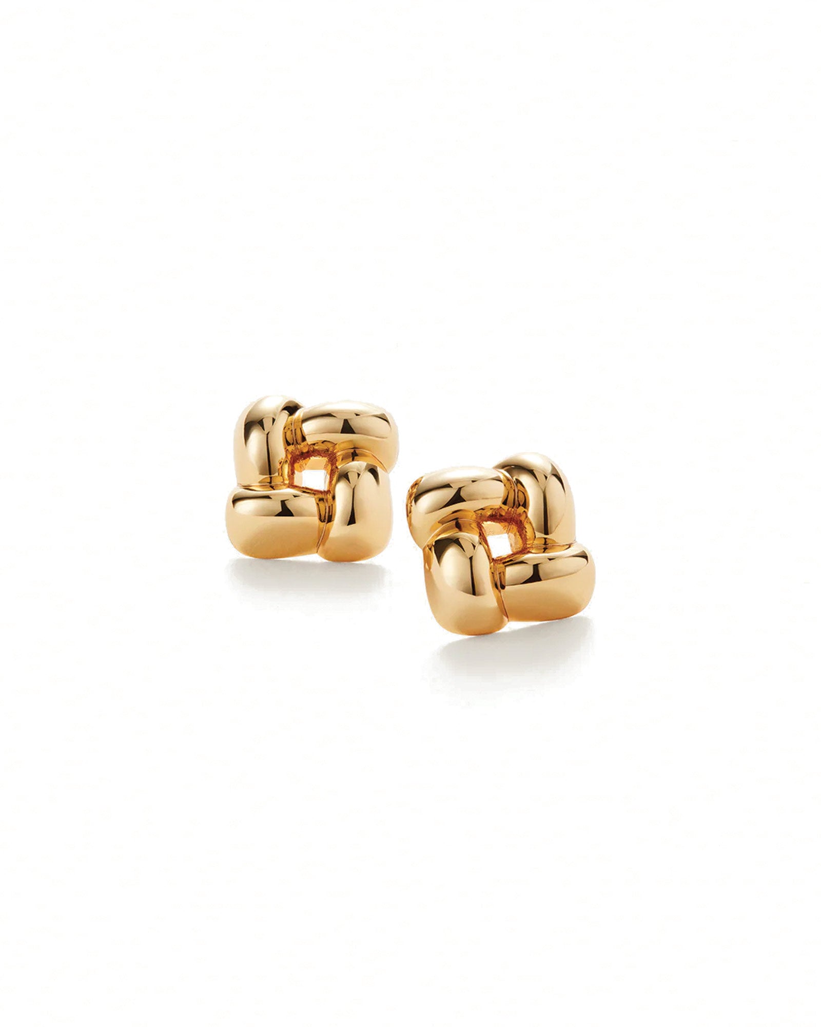 Jenny Bird-Small Woven Square Earrings-Earrings-14k Gold Dipped Brass-Blue Ruby Jewellery-Vancouver Canada