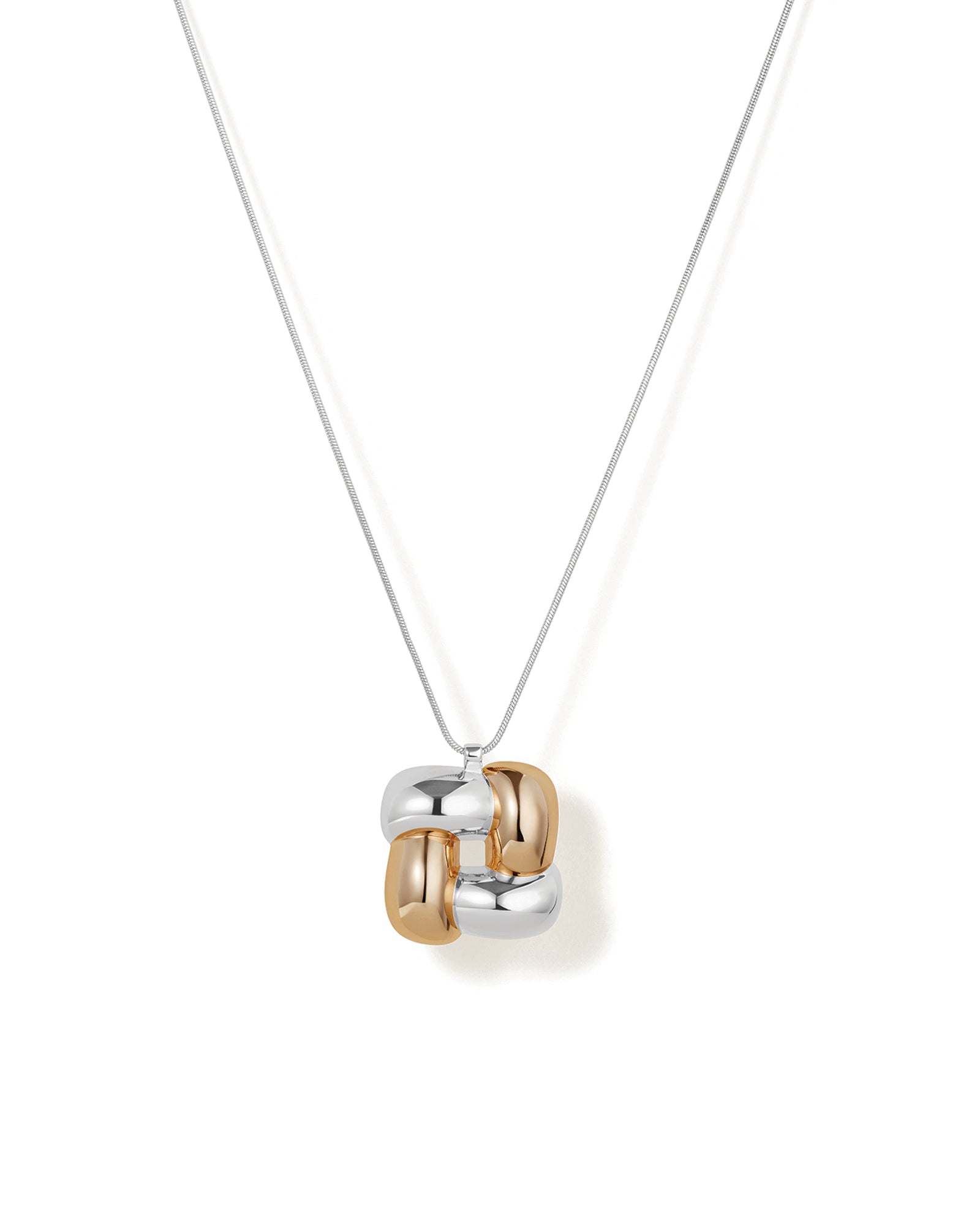 Jenny Bird-Woven Square Pendant Necklace-Necklaces-14k Gold Dipped Brass, Silver Dipped Brass-Blue Ruby Jewellery-Vancouver Canada
