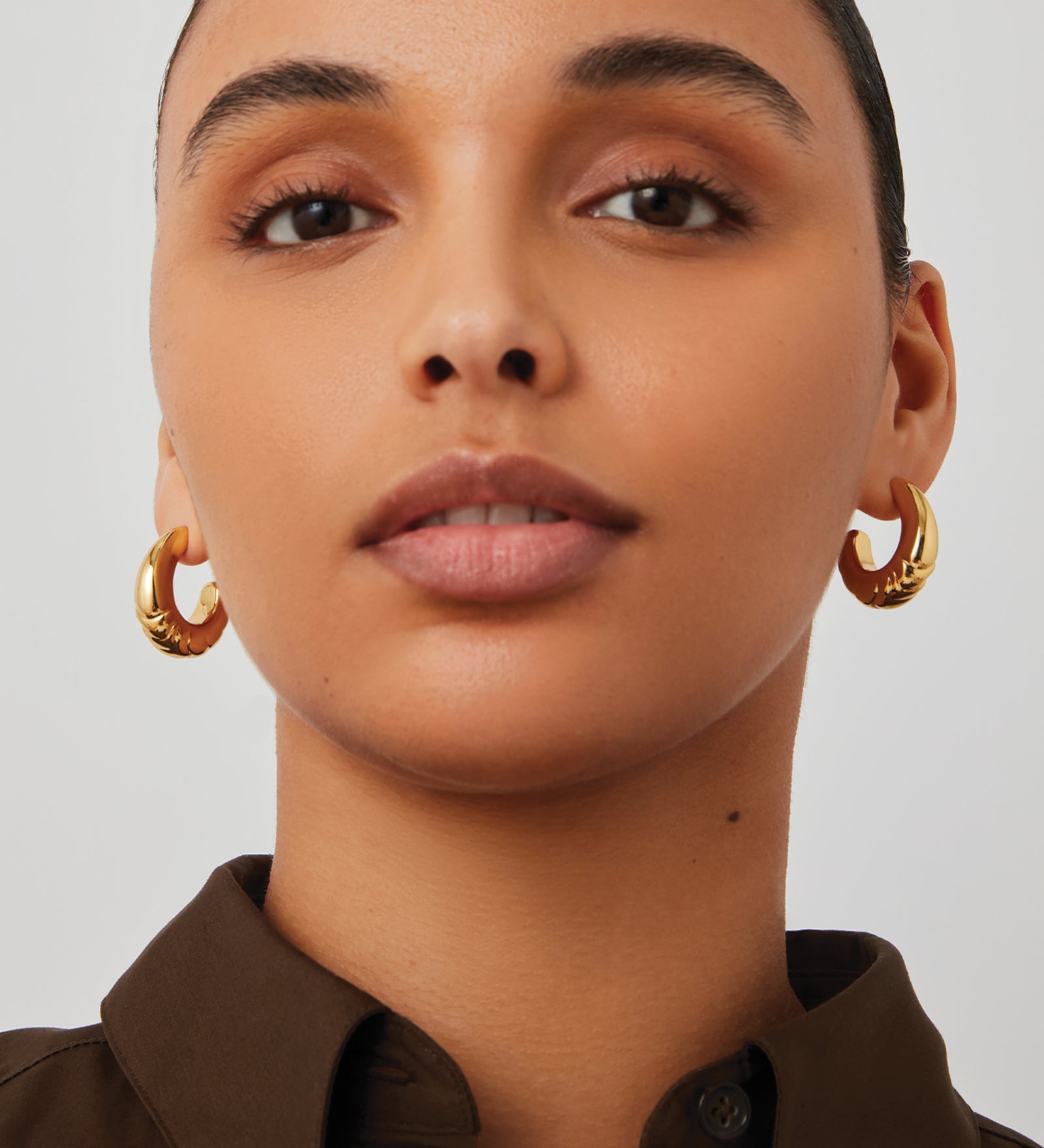 Slim Nelle Hoops 14k Gold Dipped Brass