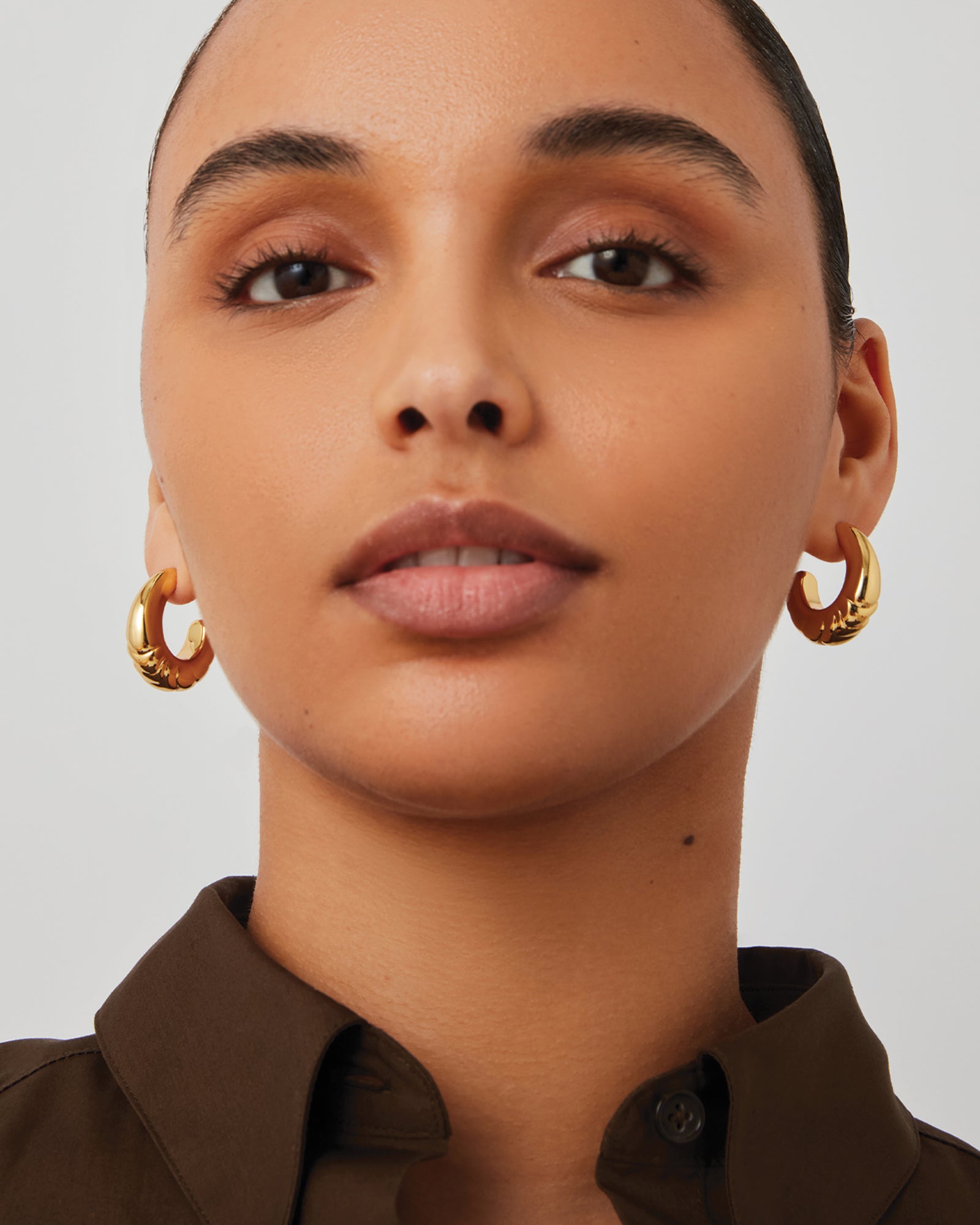 Slim Nelle Hoops 14k Gold Dipped Brass
