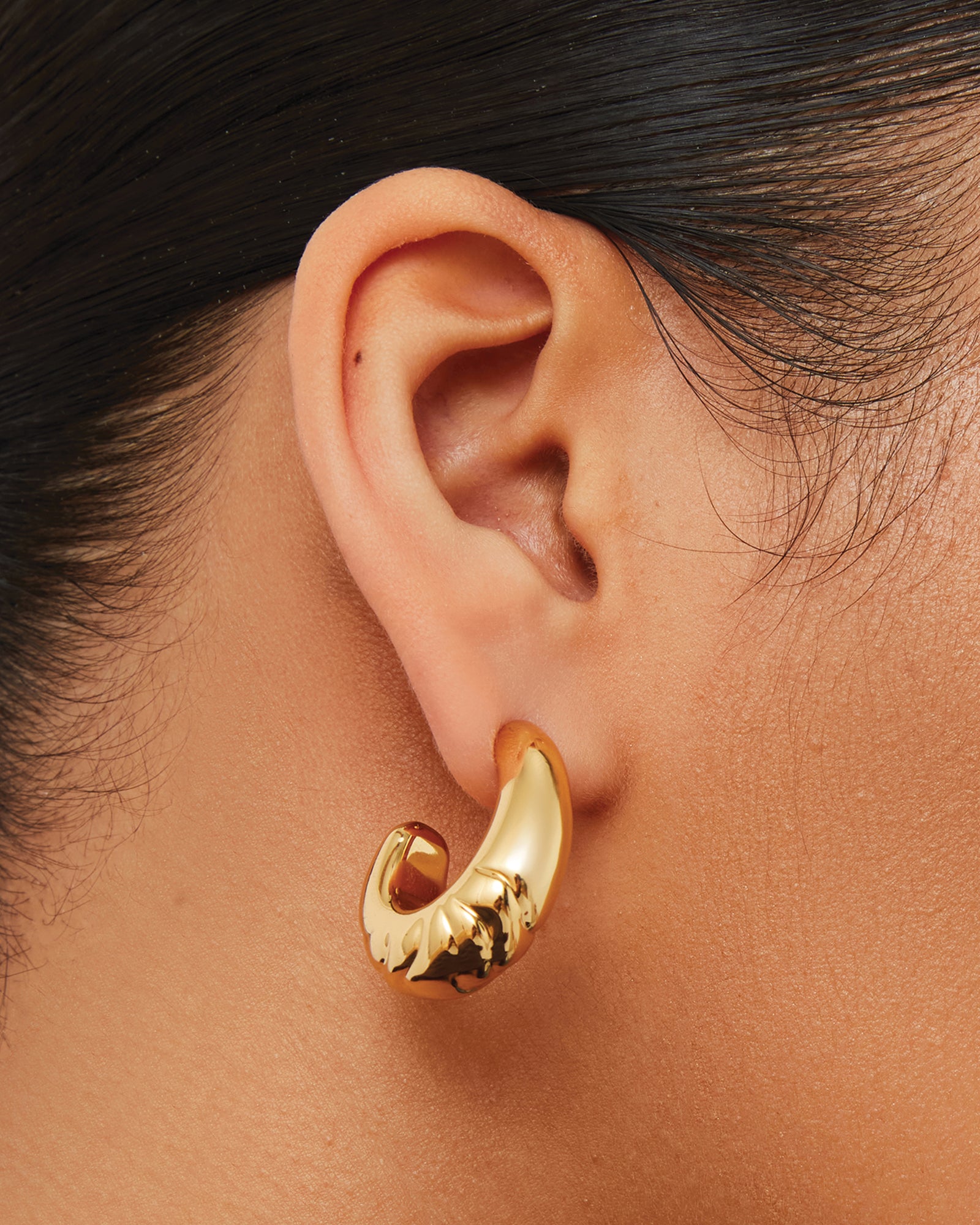 Slim Nelle Hoops 14k Gold Dipped Brass