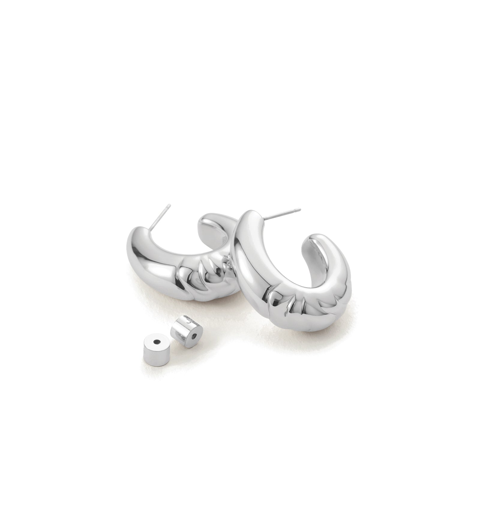 Slim Nelle Hoops Silver Dipped  Brass