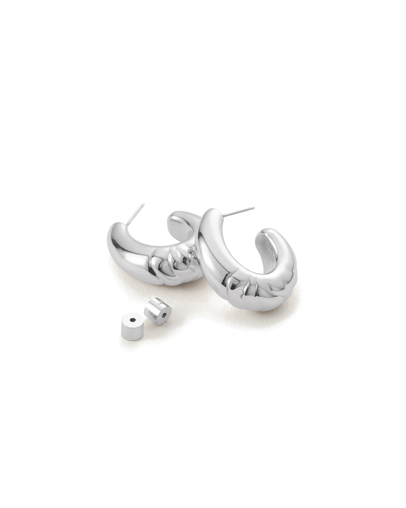 Slim Nelle Hoops Silver Dipped  Brass