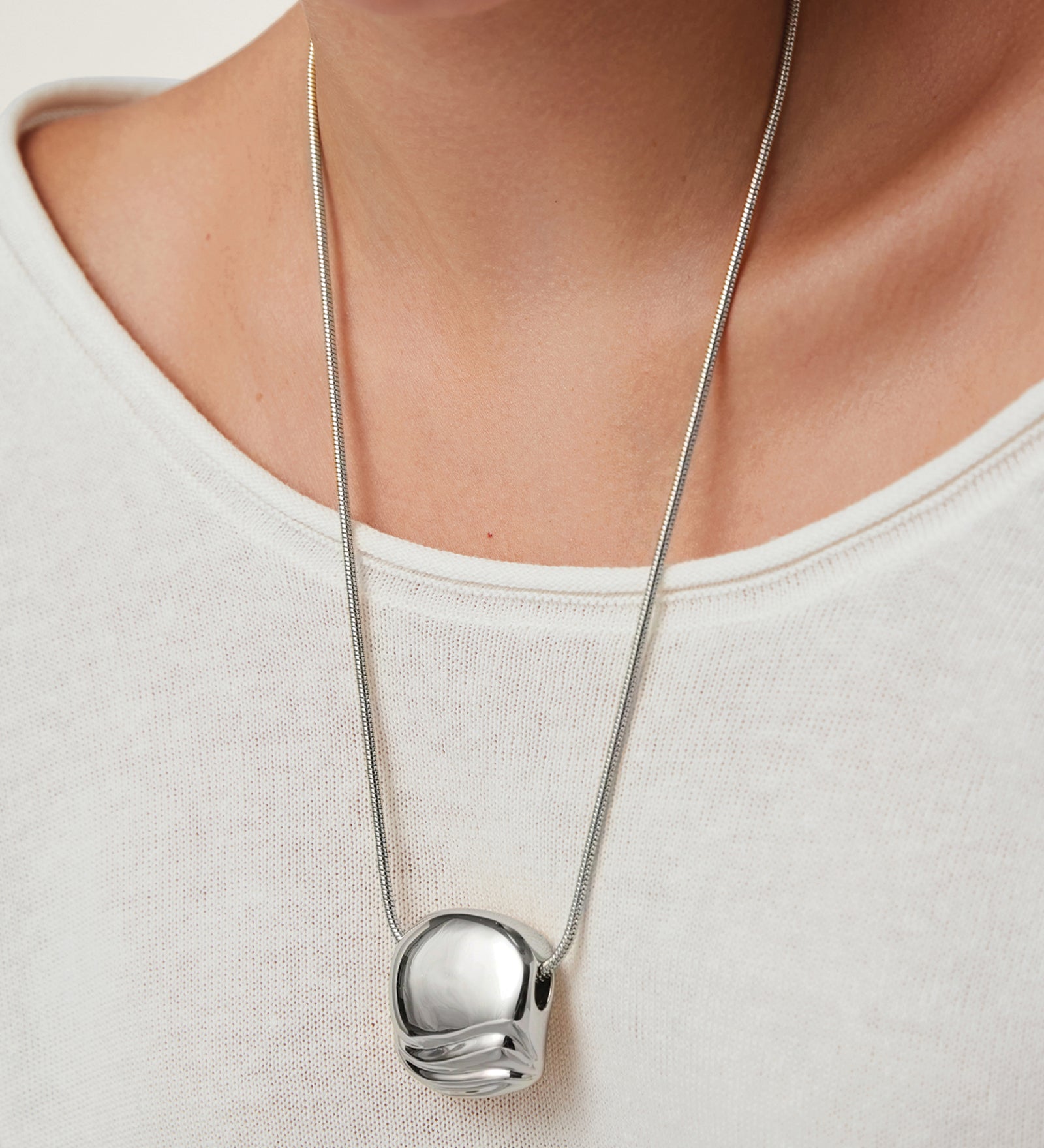 Rue Pendant Necklace Silver Dipped Brass
